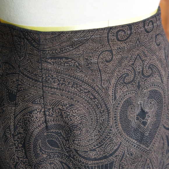 Ralph Lauren Linen Brown & Black Fall Paisley Print Maxi Skirt Woman's M - Picture 6 of 14